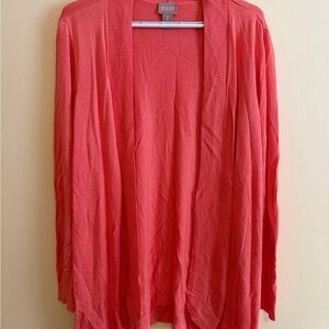 Chico's Vibrant Coral Open Cardigan